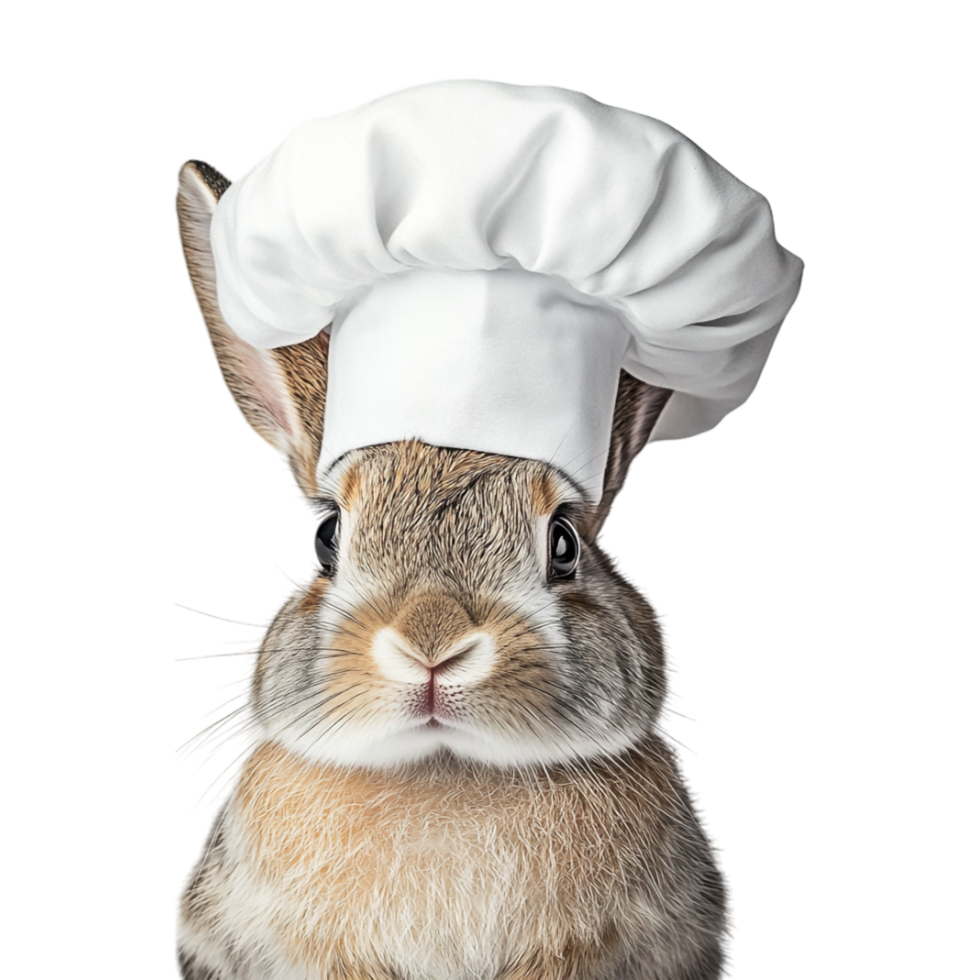 rabbit wearing a chef hat on a transparent background png