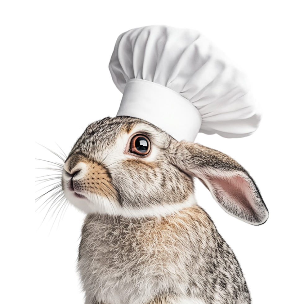 a rabbit wearing a chef hat on a transparent background png