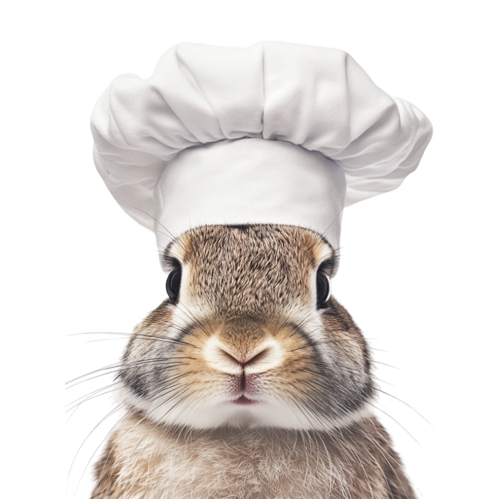 Chef rabbit wearing a chef hat on a transparent background png