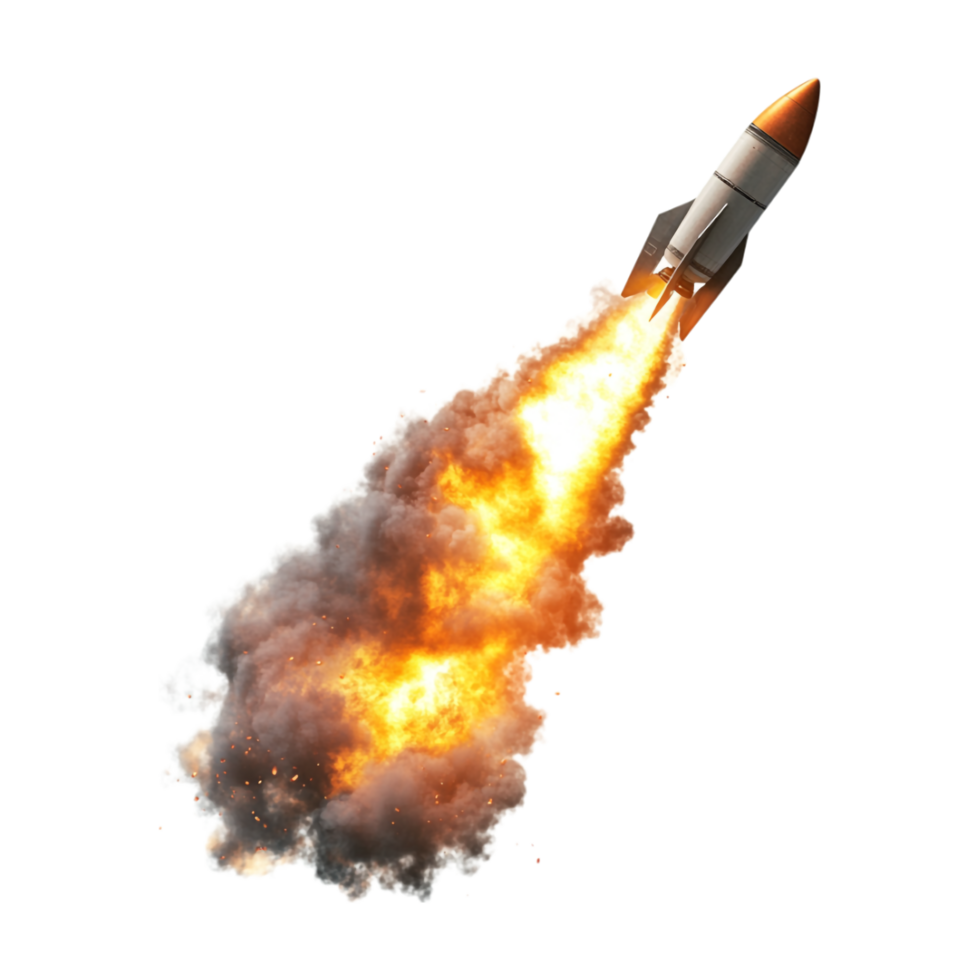 an illustration of a rocket launching into the air png