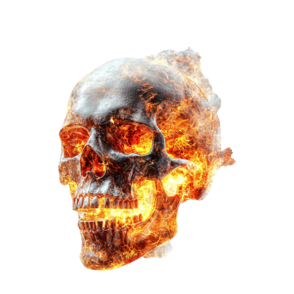 skull with fire on a transparent background png