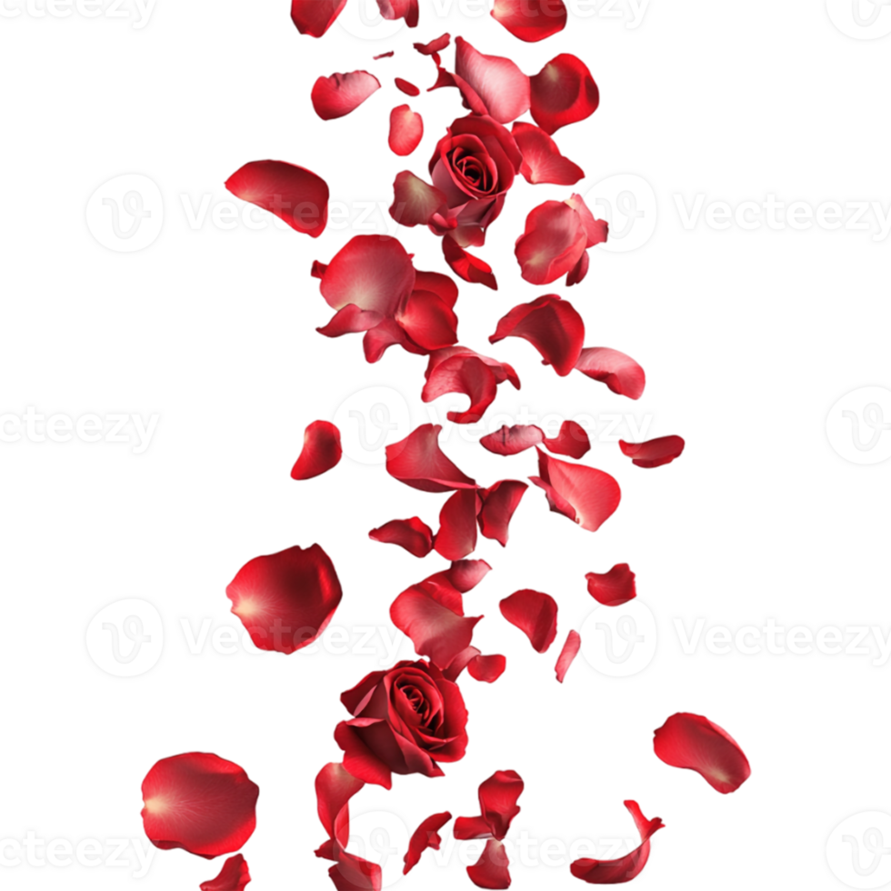 Little red rose petals falling from the sky png