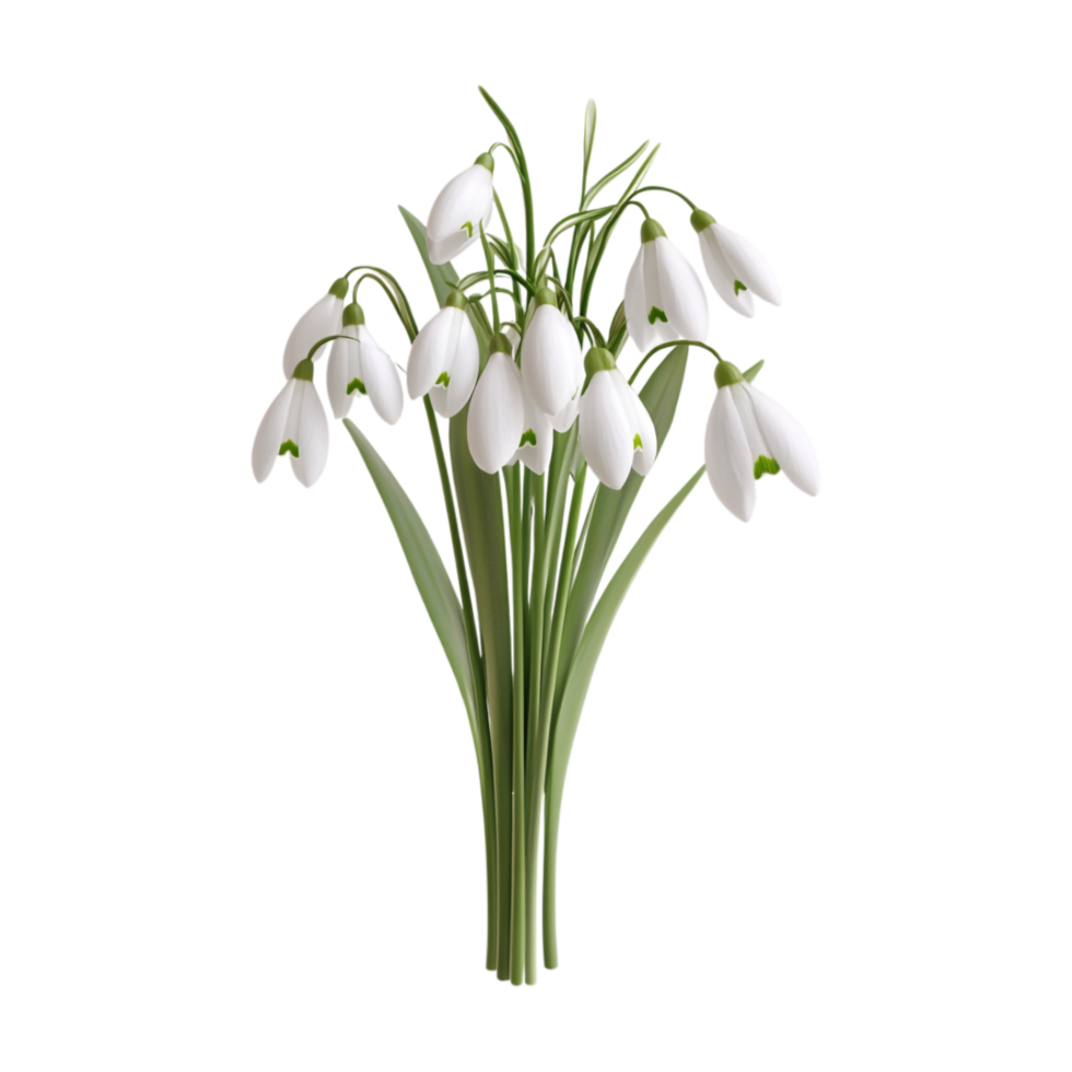 a bouquet of snowdrops beautiful on a transparent background png
