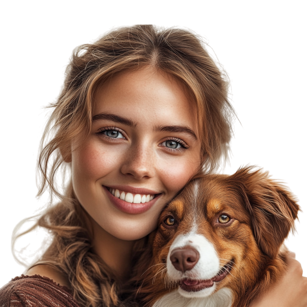 beautiful woman with dog png