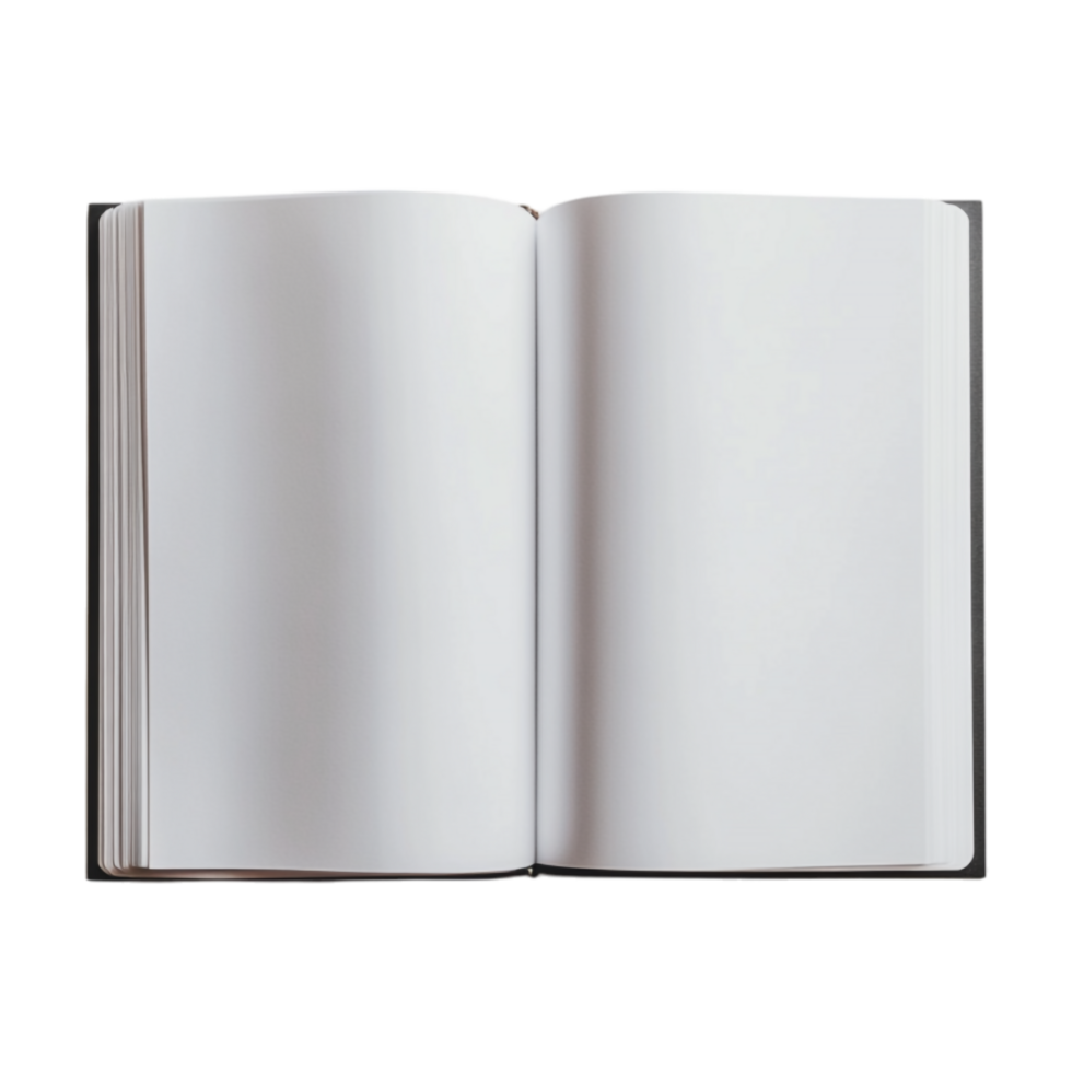 An open book with blank pages on a transparent background png
