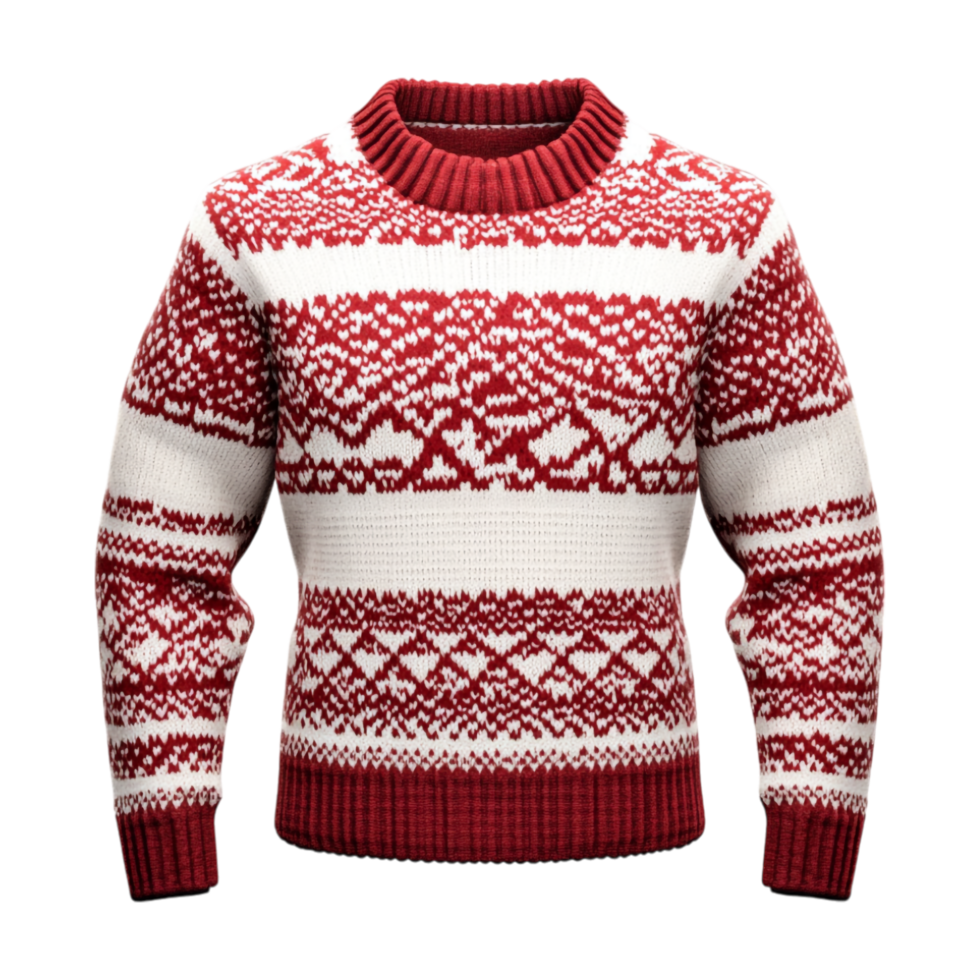 sweater with red and white patterns on it png