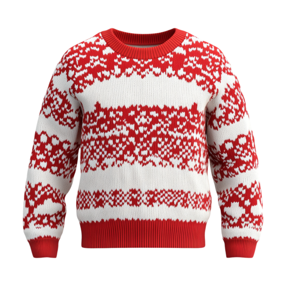 sweater with red and white patterns on it image png