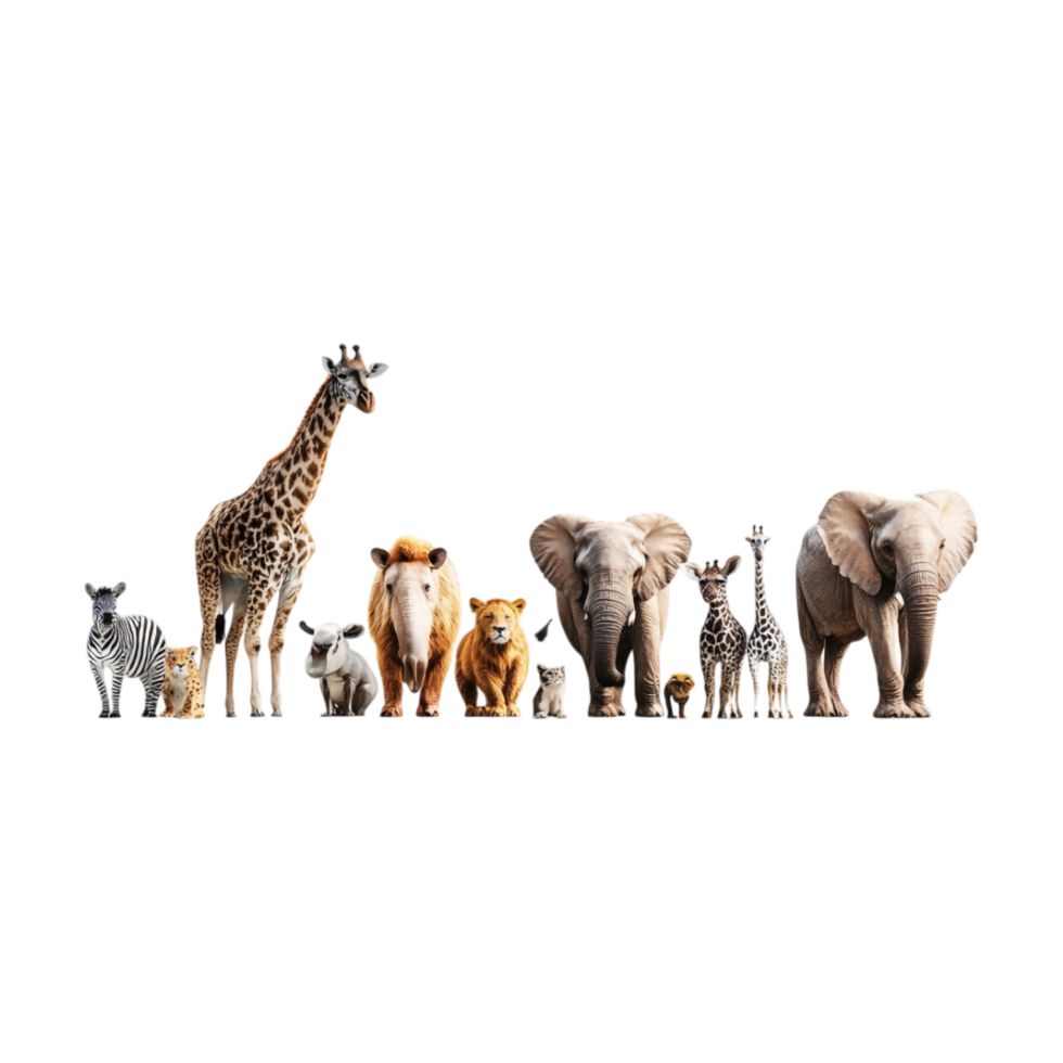 a group of animals standing in a line png