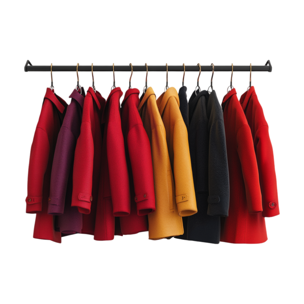 colorful coats hanging on a rack image png