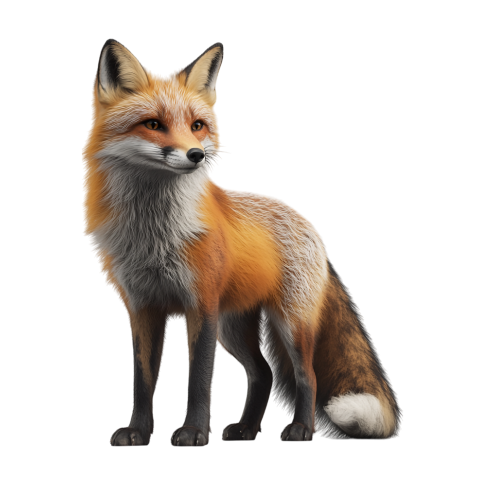 red fox standing on transparent background png