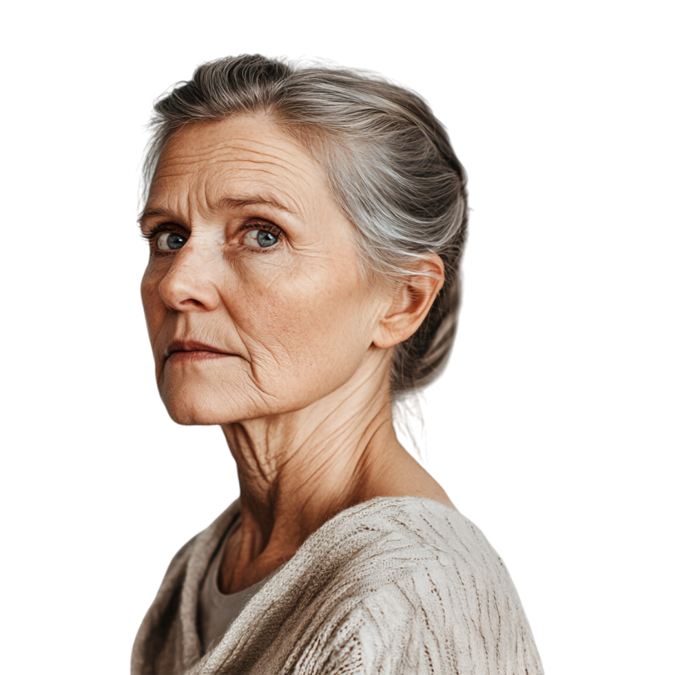 portrait of a senior woman on transparent background png