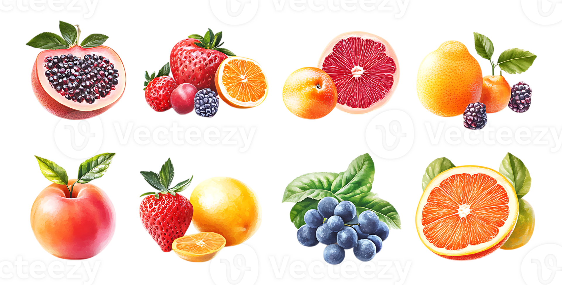 different fruit clipart set png