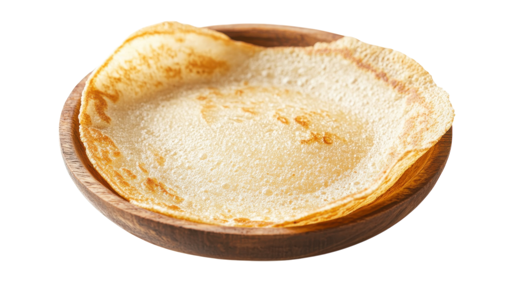 Delicious dosa served on a wooden plate with crispy texture and golden hue in a vibrant restaurant setting png