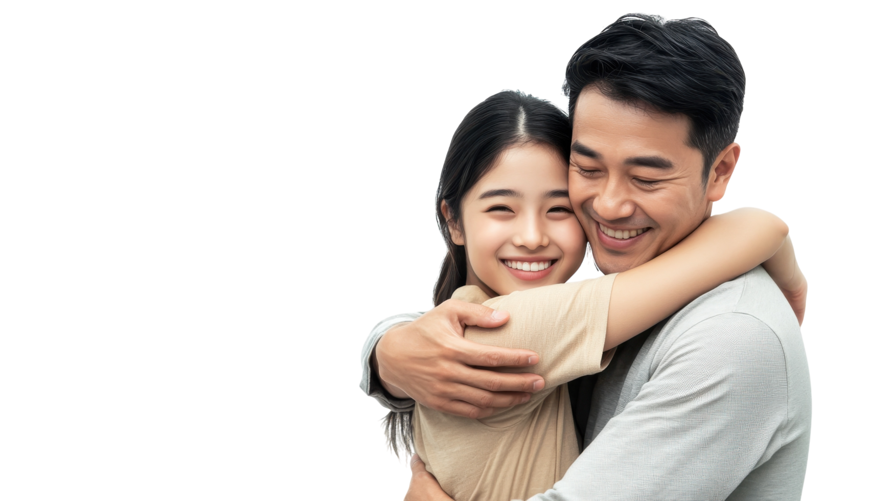 Couple enjoying a joyful embrace while smiling at each other in a bright and cheerful setting png