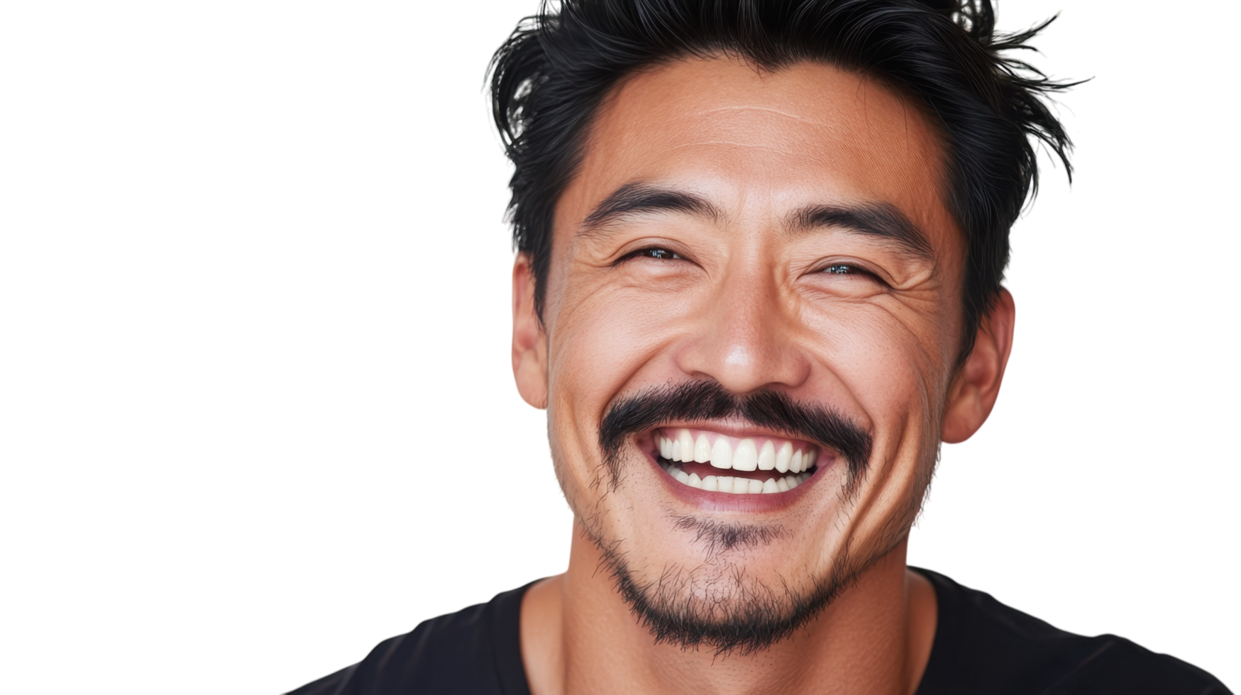 Happy man with a warm smile, showcasing joy and positivity against a simple white background png