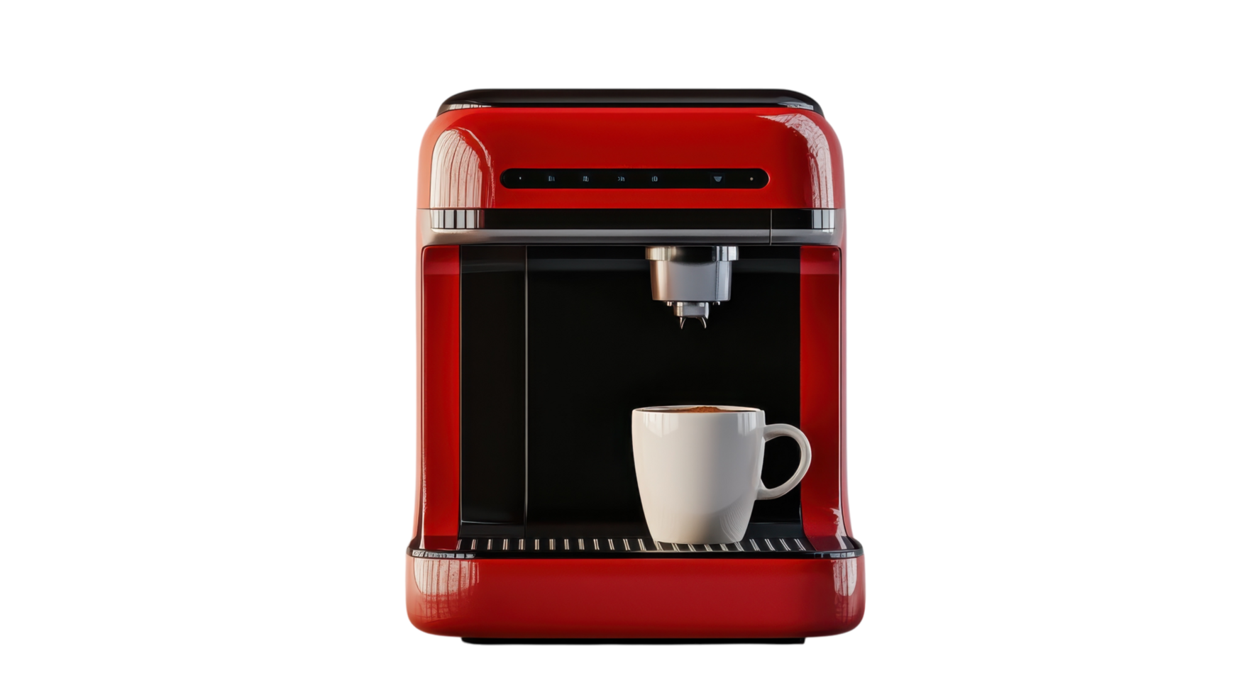 Coffee machine brews espresso in a modern kitchen setting during morning hours png