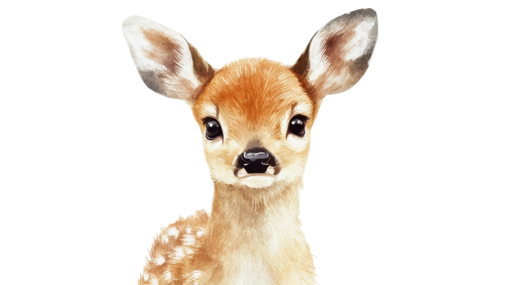 Cute young deer with large eyes and distinctive spots looking curiously towards the viewer against a plain background png