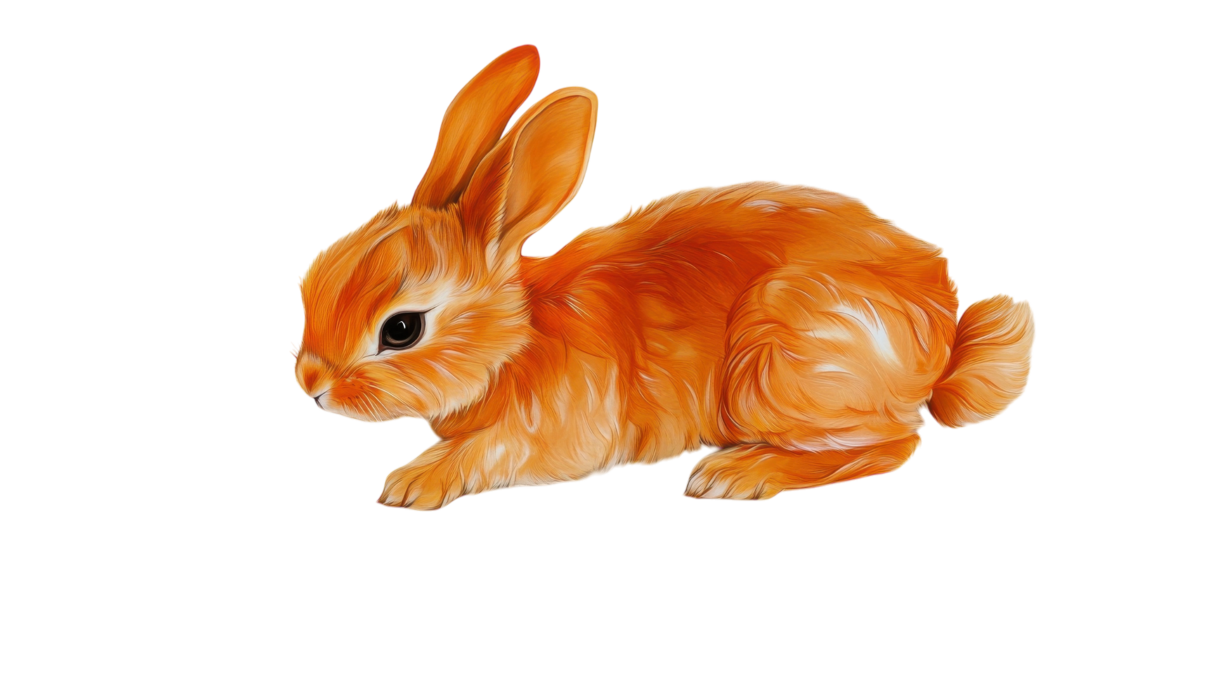 Adorable orange rabbit sitting on a white background showcasing its soft fur and playful pose png