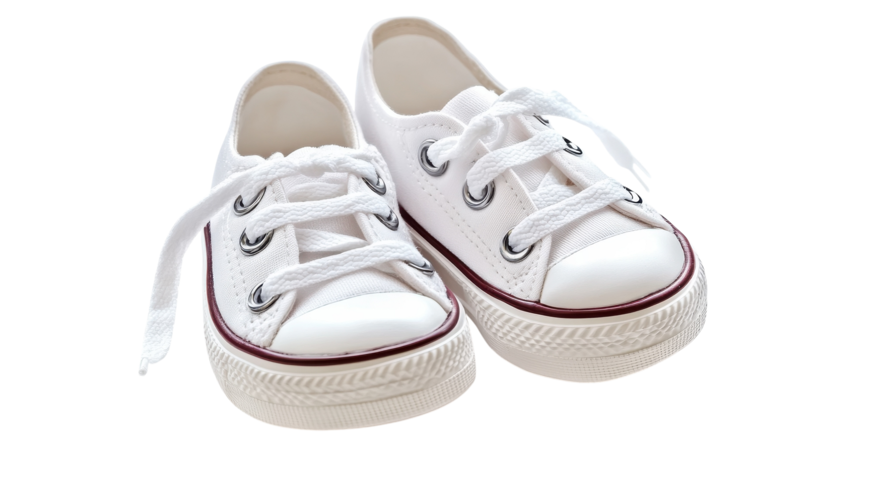 Fresh white canvas sneakers displayed on a clean surface, showcasing their classic style and design for casual wear png