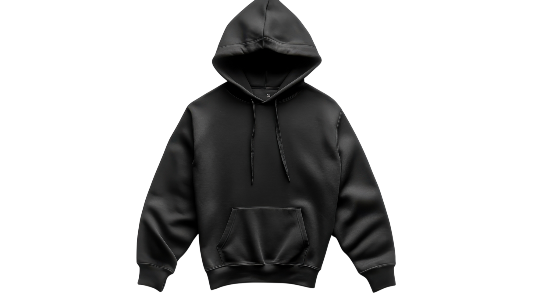 Stylish black hoodie with a front pocket and adjustable drawstring displayed against a plain background png