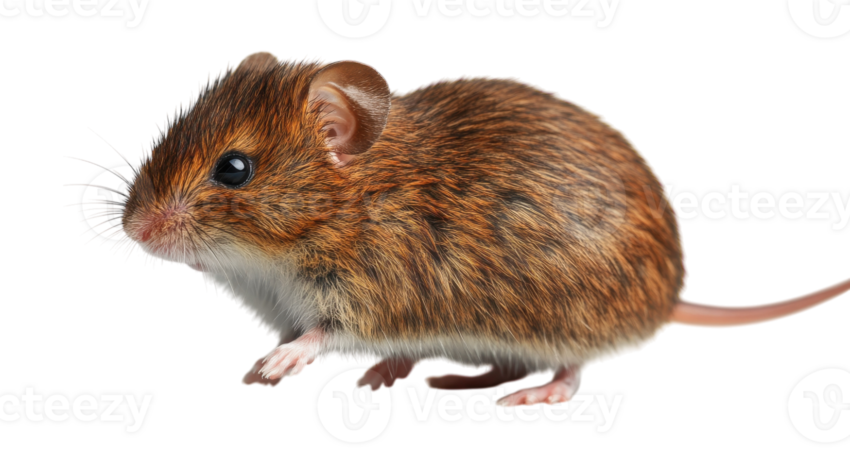 Cute small brown mouse with soft fur and shiny eyes exploring its surroundings in a bright environment png
