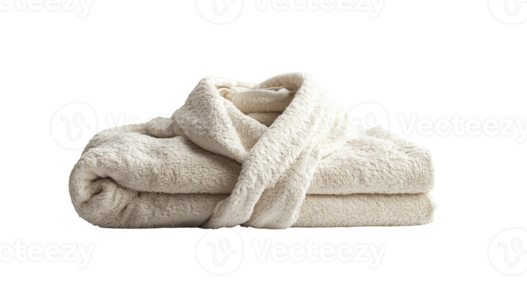 Luxurious cream bathrobe neatly folded showcasing soft texture in a serene indoor setting png