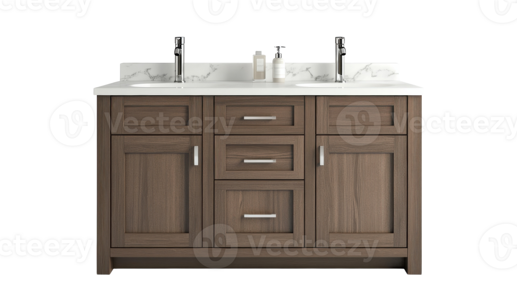 Elegant double sink vanity with modern fixtures and ample storage space for bathroom renovations png