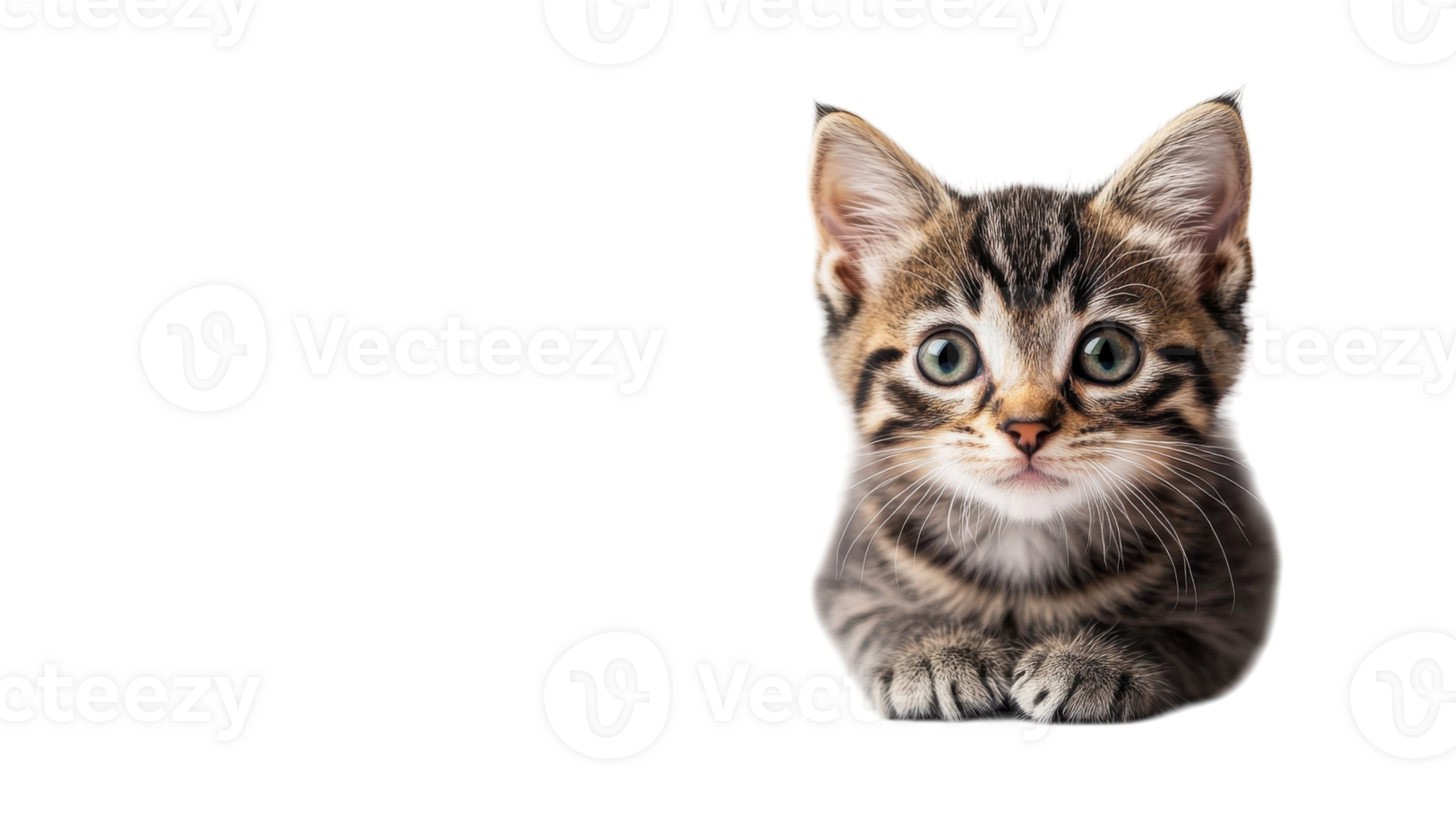 Cute playful kitten lying down and looking curiously at the camera in a cozy indoor setting during daytime with soft lighting png