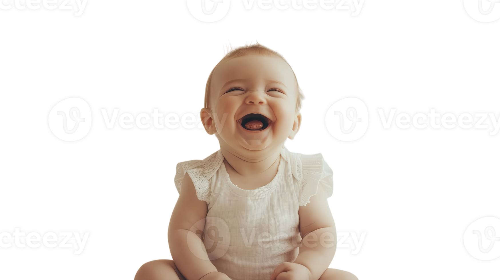 Happy baby laughing while sitting on the floor in a bright and cheerful setting png