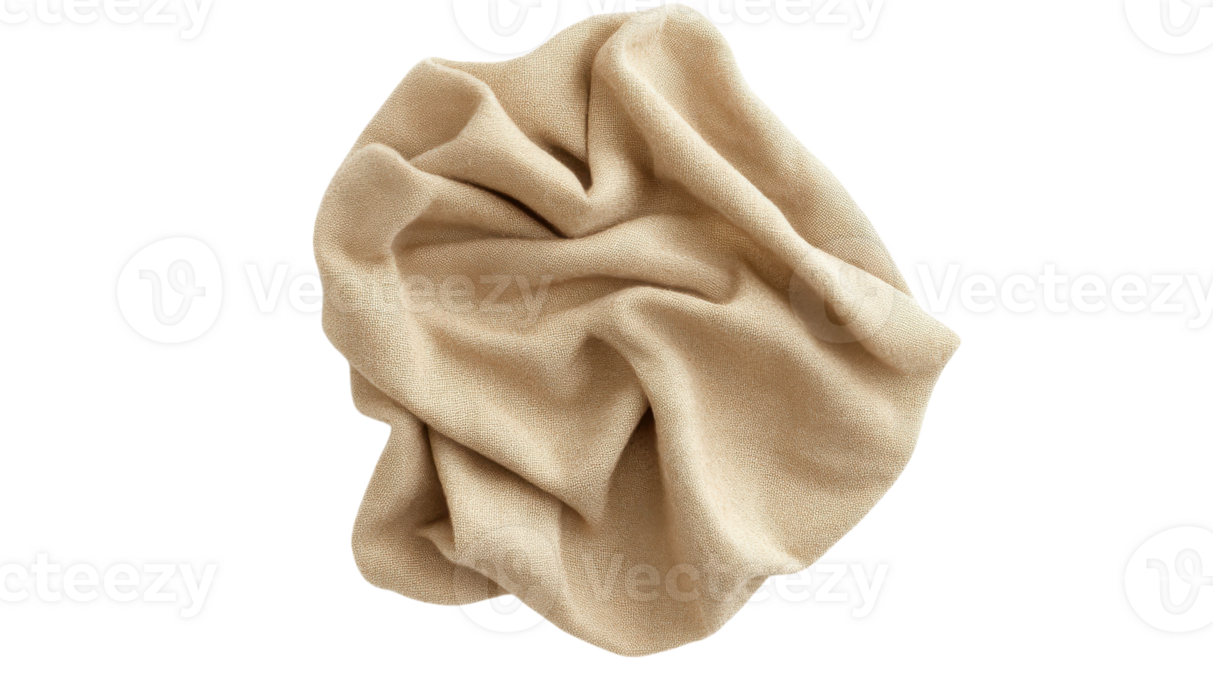 Soft beige fabric draped elegantly on a white background showcasing texture and warmth png