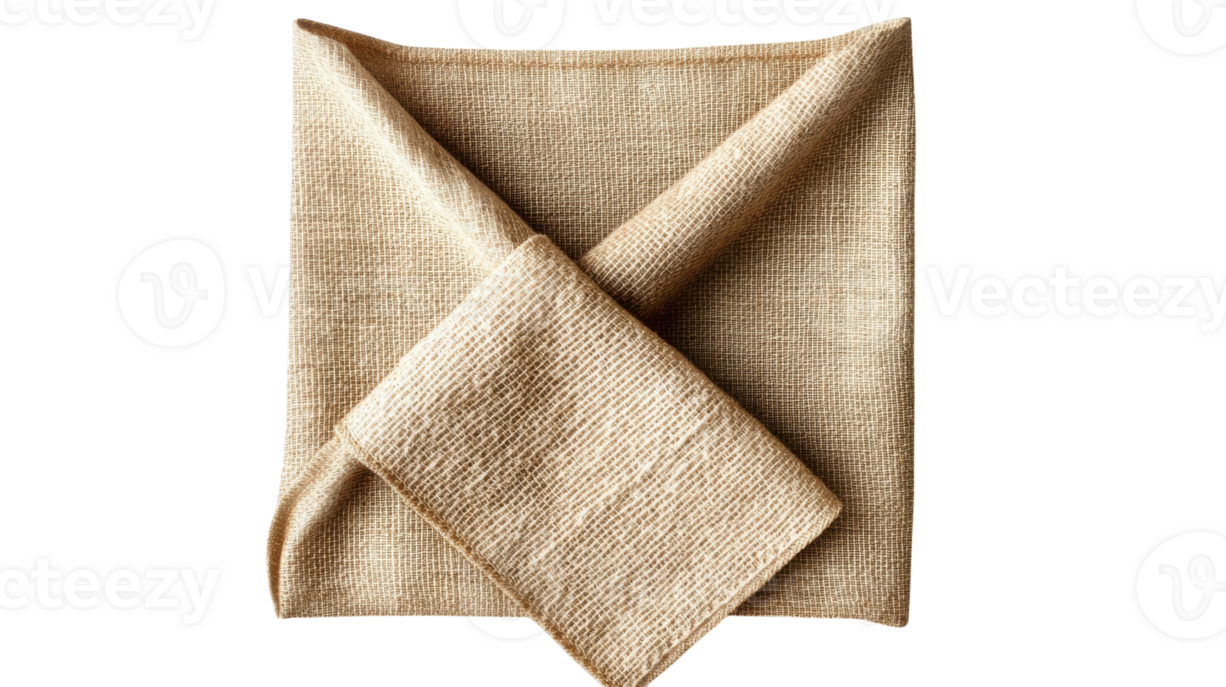 Natural woven fabric laid flat with a smaller matching cloth folded beside it on a white background png
