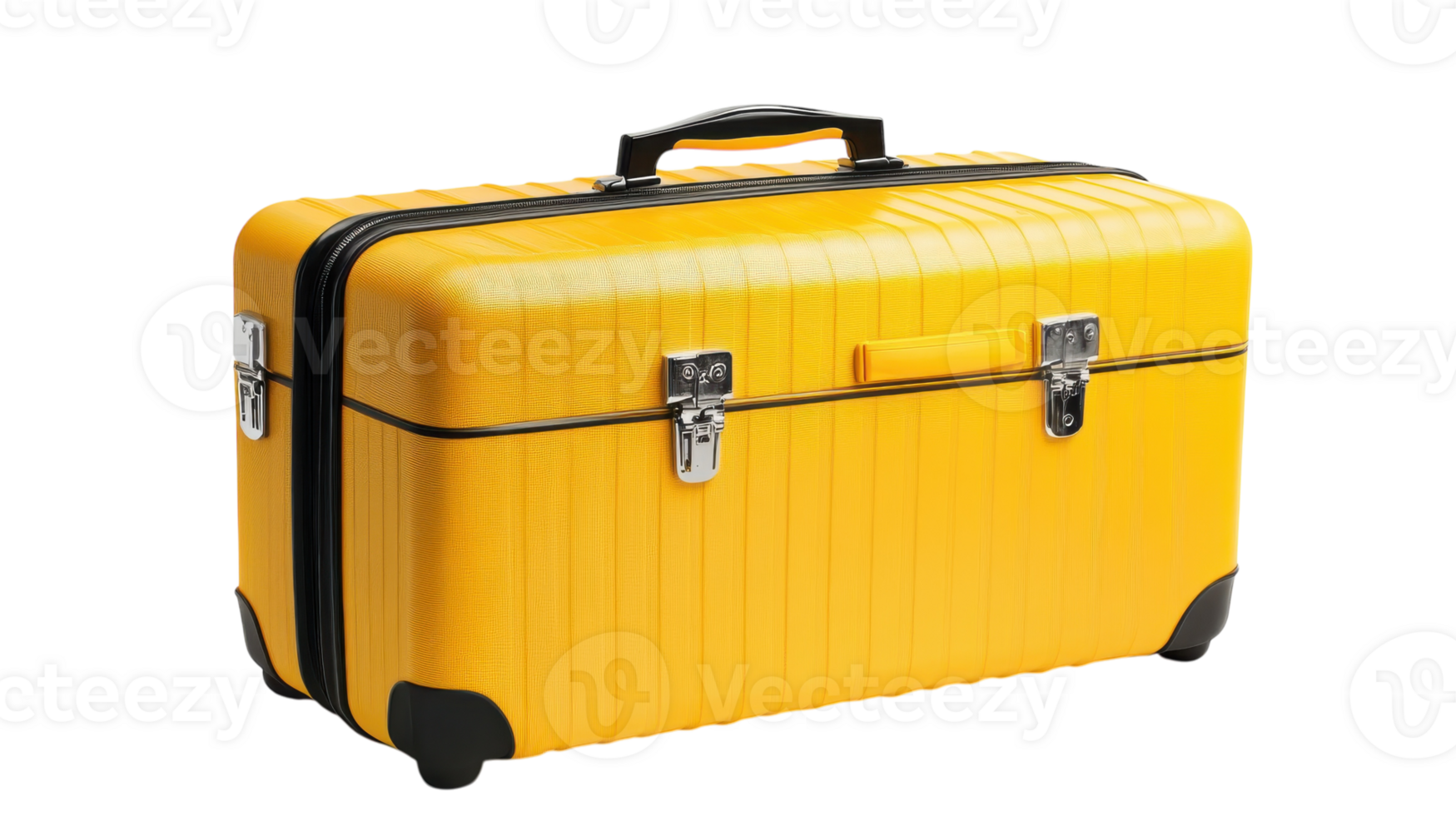 Bright yellow suitcase ideal for travel and adventures in any season, showcasing a durable design and spacious interior for packing essentials png