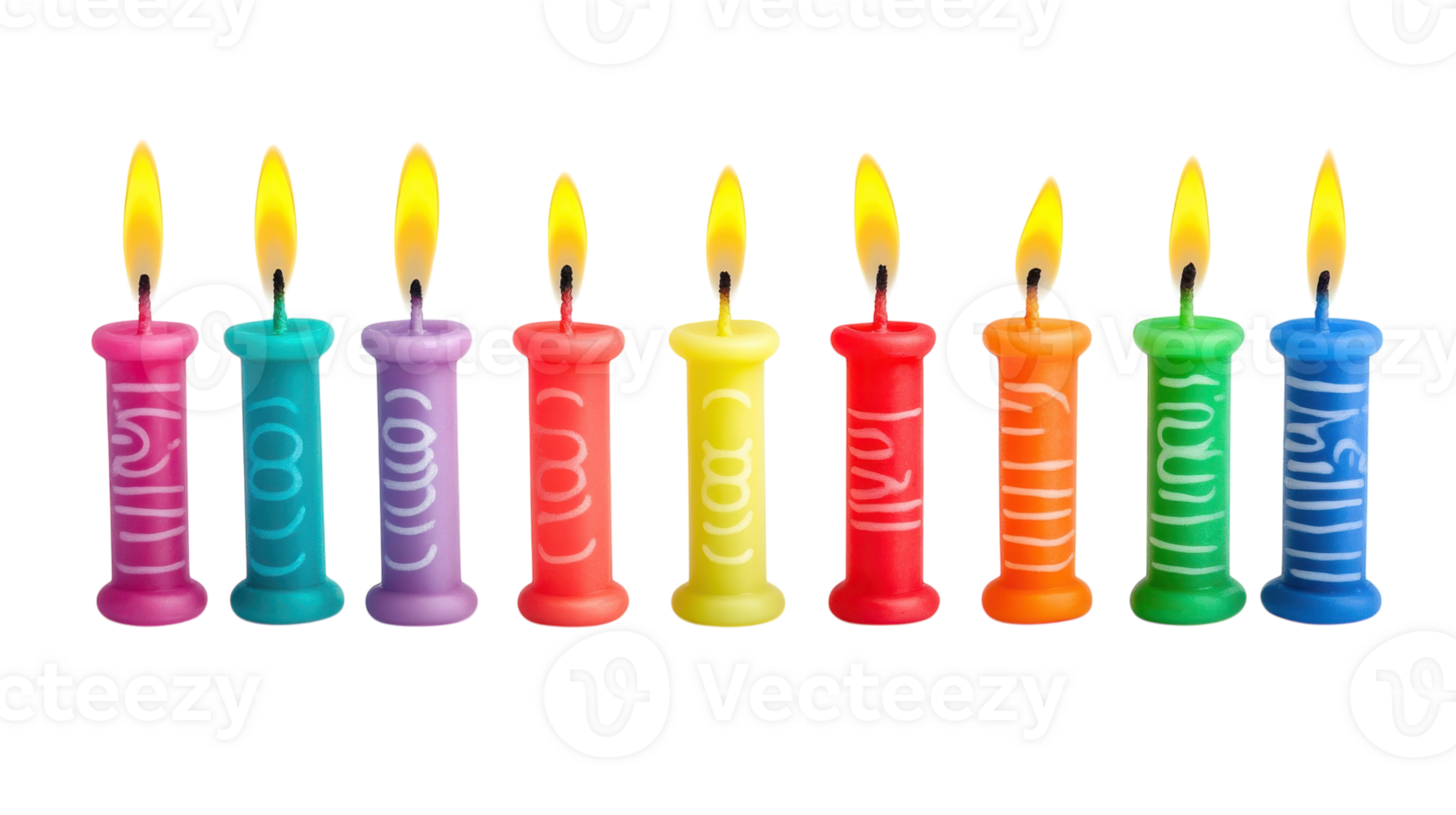 Colorful birthday candles arranged in a cheerful pattern ready for celebration during a festive gathering png
