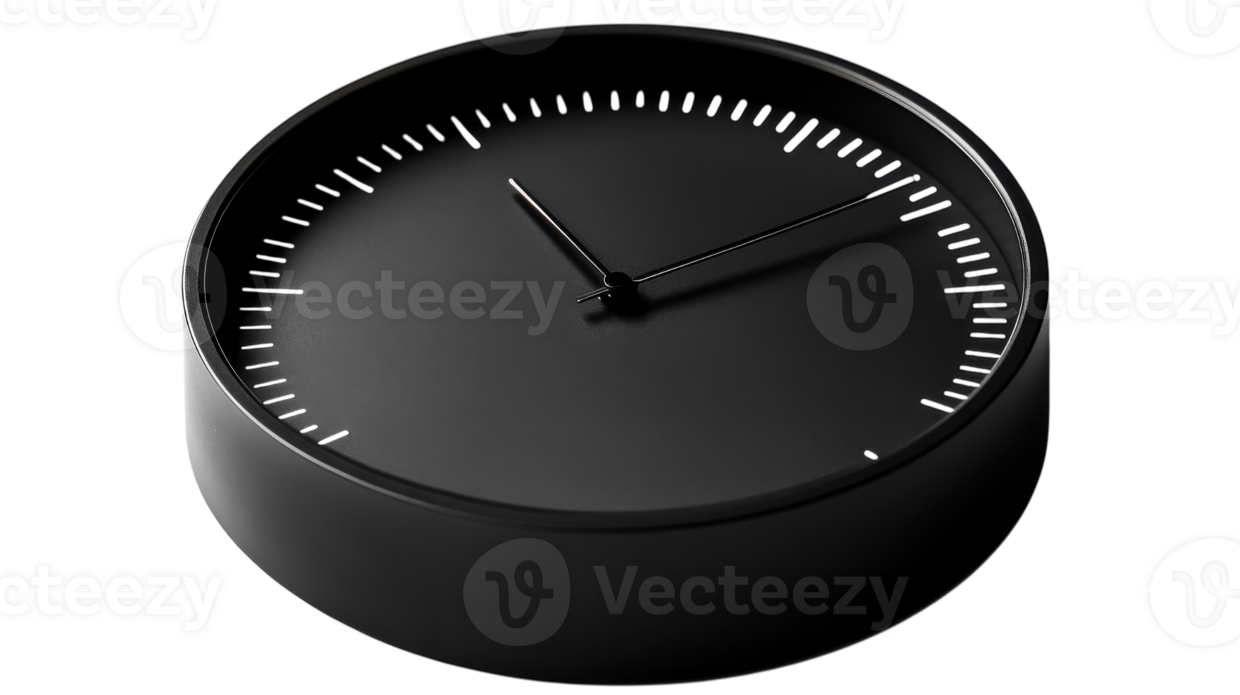 Minimalist black clock displaying the time in a modern interior design setting png