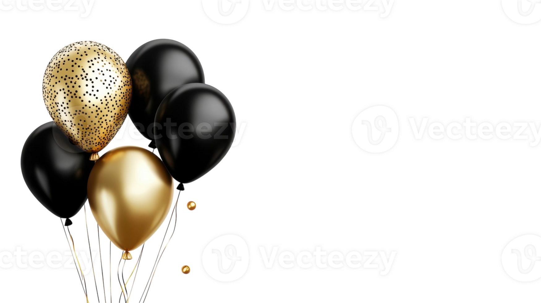 Celebration with black and gold balloons suitable for a festive event in a modern setting png