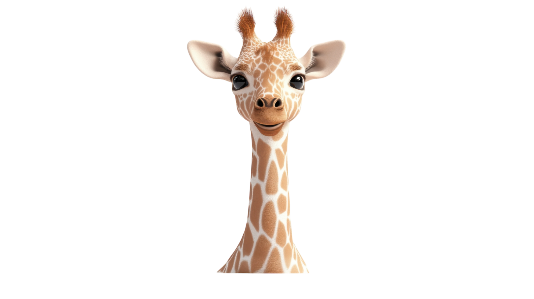Happy cartoon giraffe with a friendly expression and vibrant colors captured in a playful style png