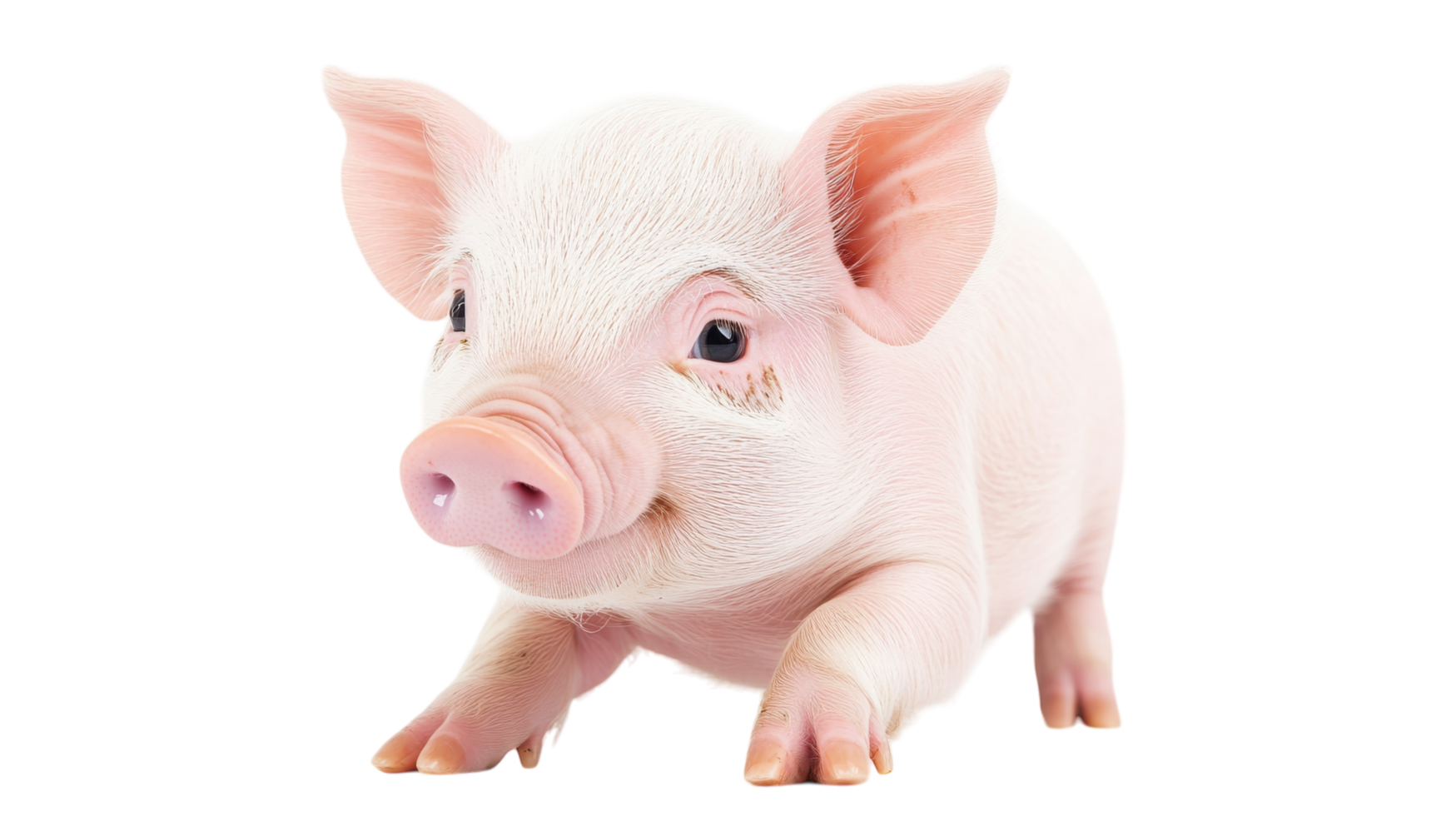 Cute young piglet exploring its surroundings in a bright setting, showcasing playful and curious behavior png