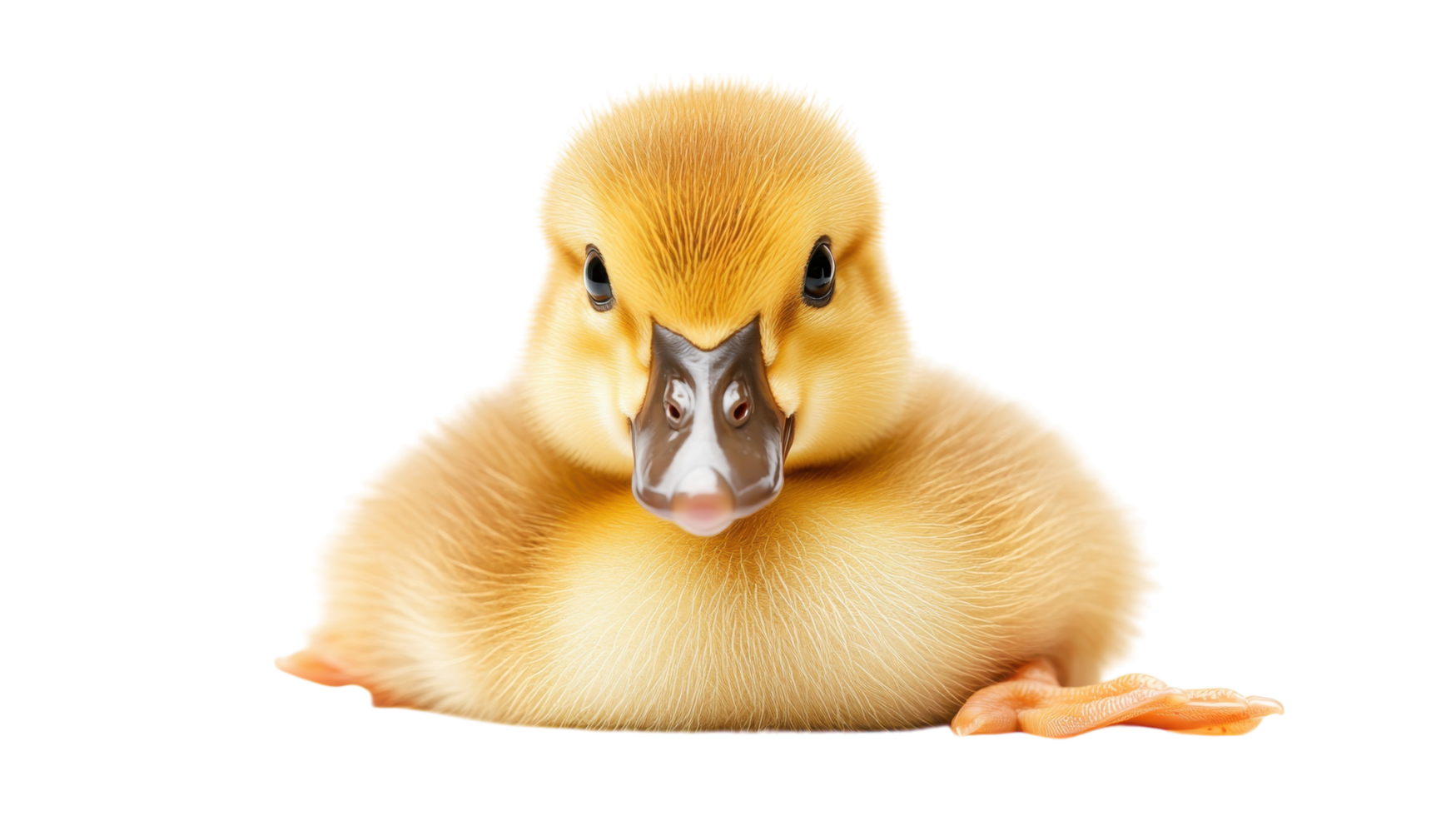 Cute fluffy duckling resting comfortably with soft down feathers on a bright background png