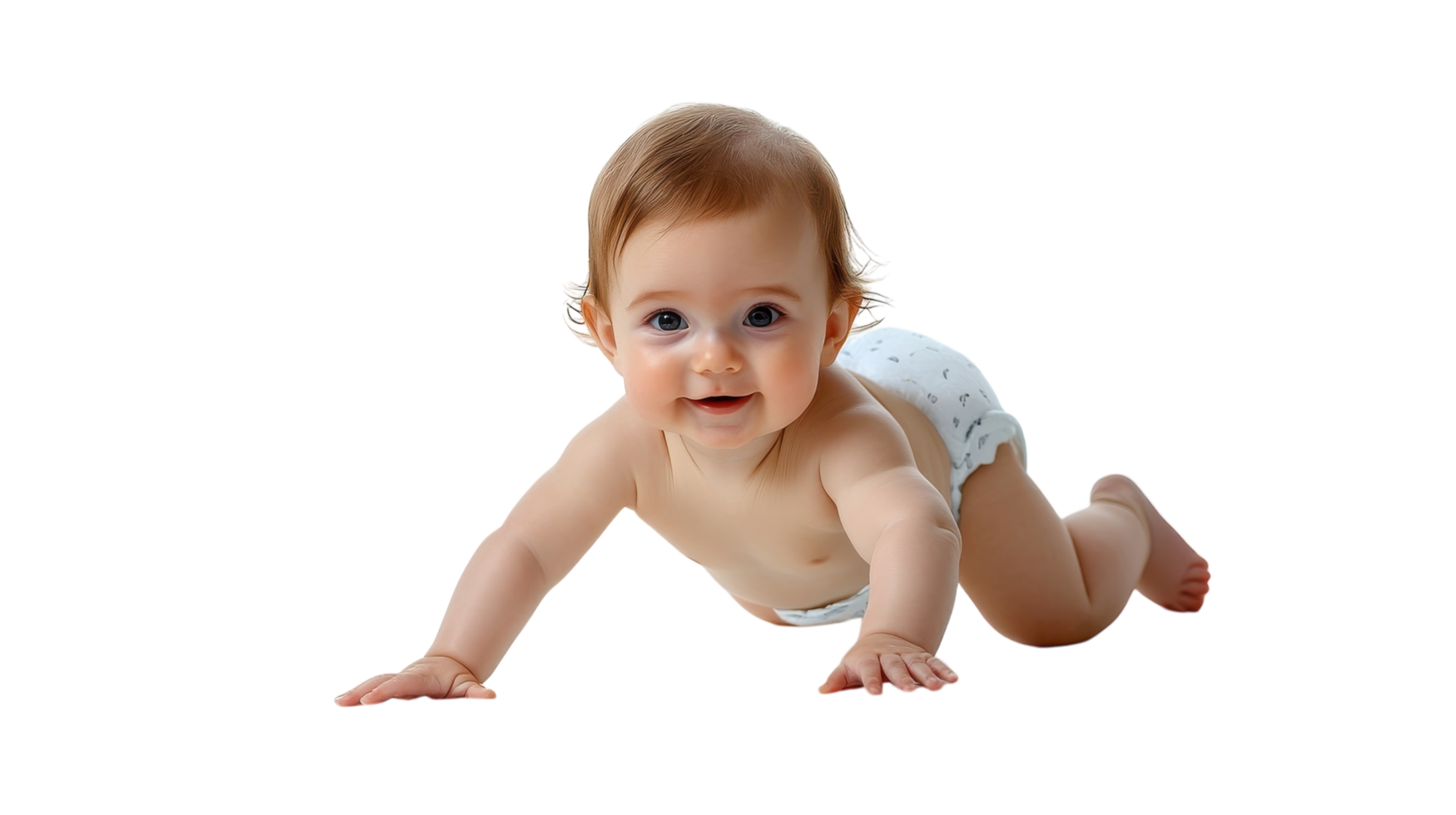Happy baby crawling on the floor, showcasing a joyful expression and playful curiosity in a bright, clean setting png