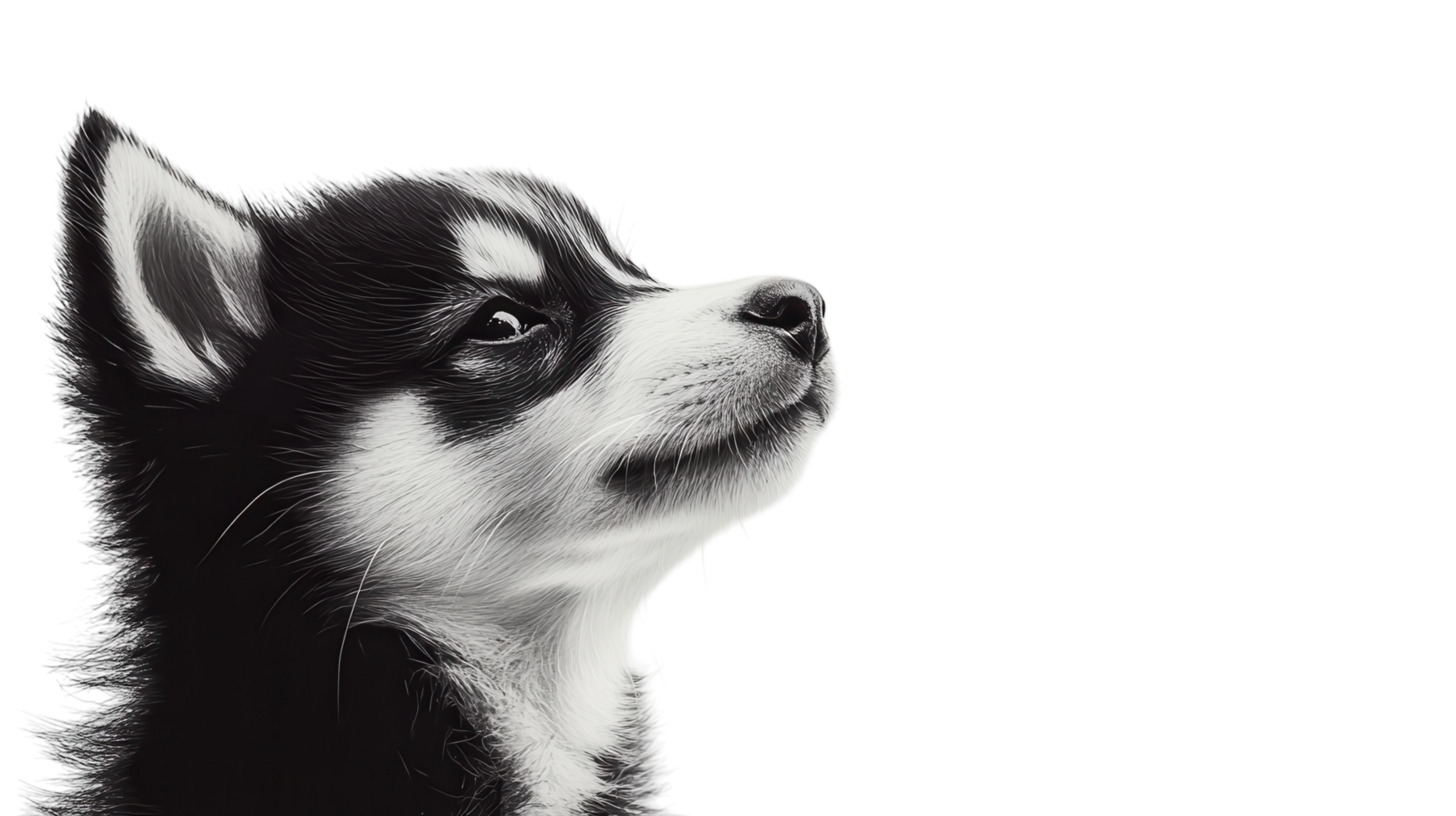 Cute husky puppy gazing thoughtfully against a plain background in a calm and serene moment png