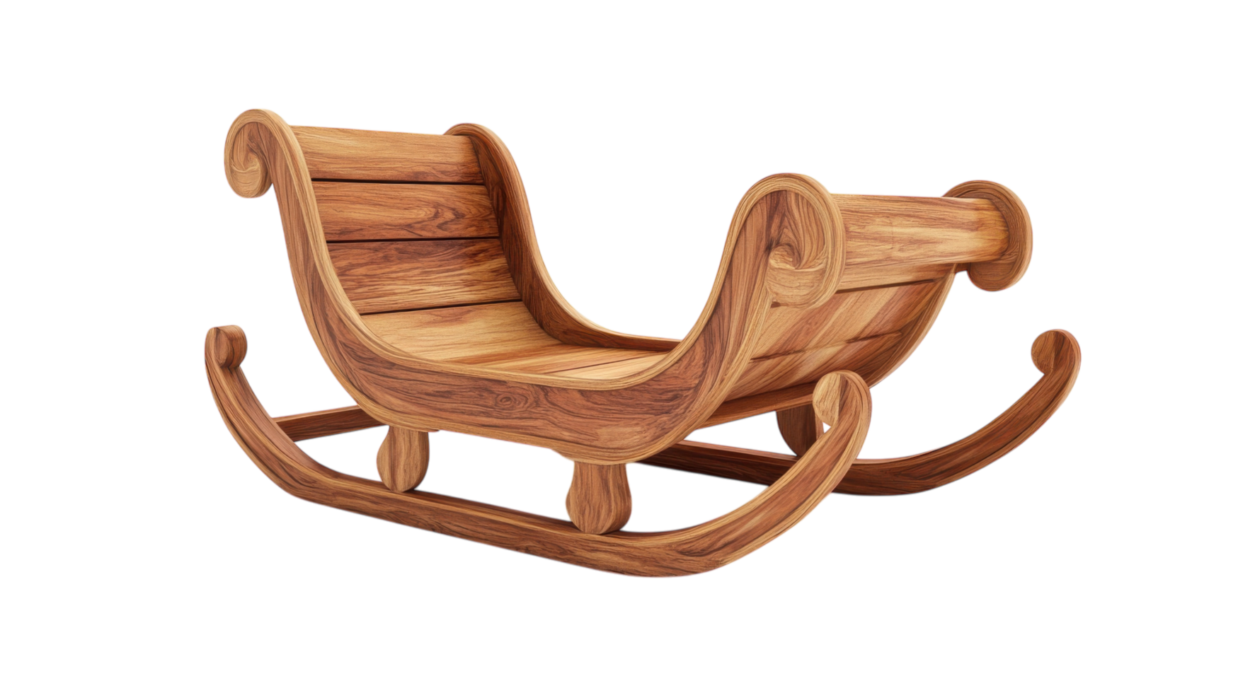 Wooden sleigh crafted from natural wood designed for traditional winter festivities and holiday celebrations png