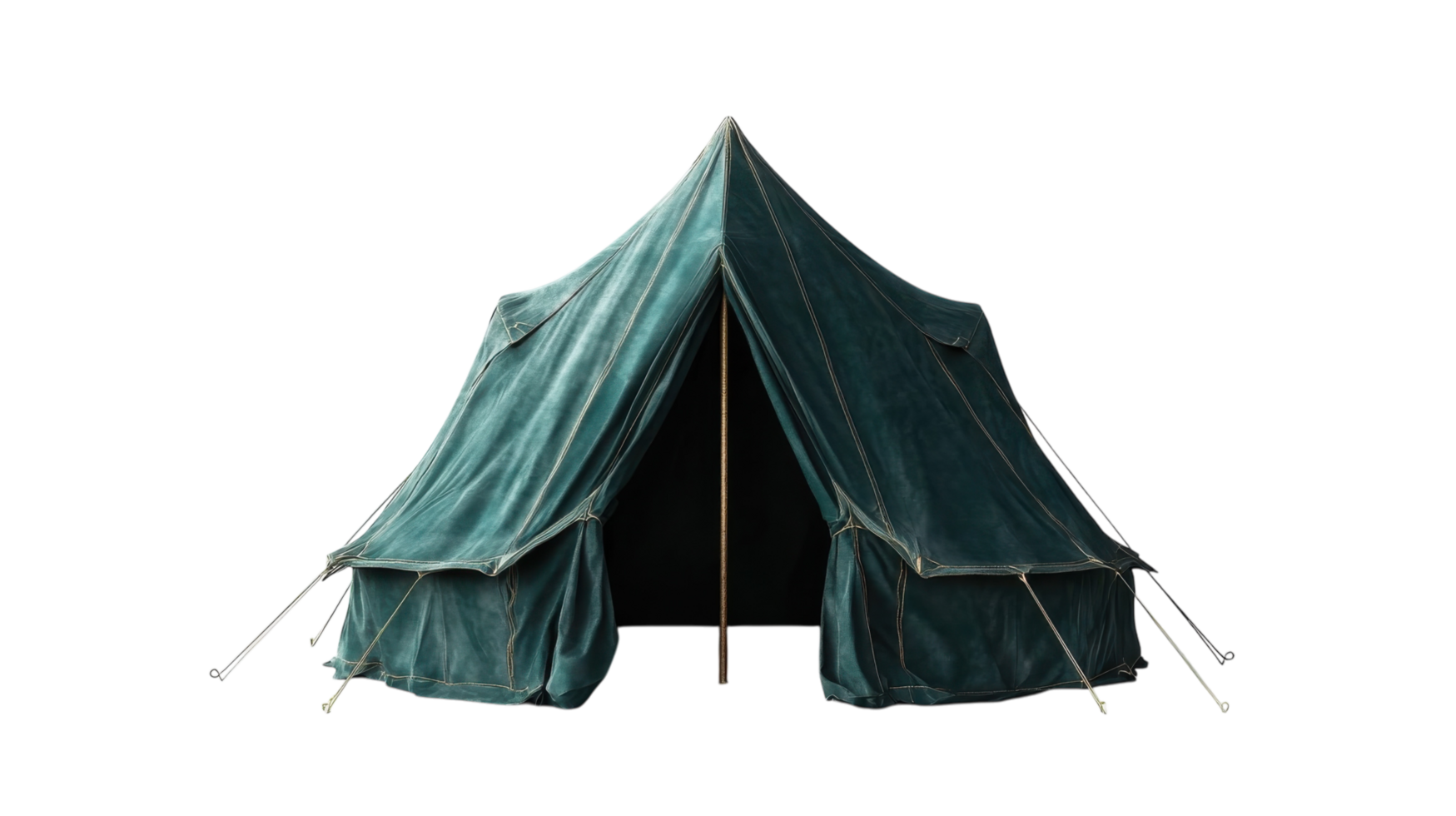 Green camping tent set up in a natural outdoor setting during daylight hours for recreational activities png