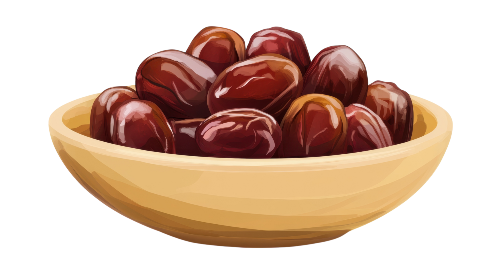 Delicious bowl of dates placed on a light surface, showcasing rich color and texture png