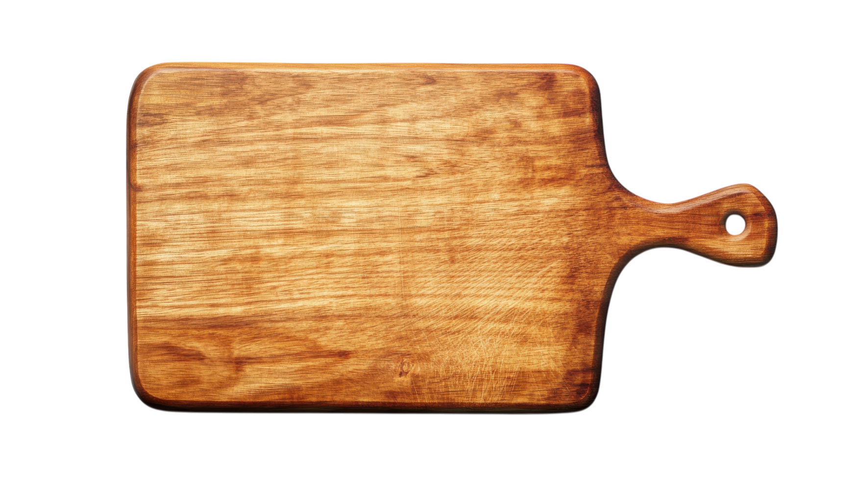 Wooden cutting board on a white background, showcasing its natural grain and smooth surface for culinary use and food preparation png