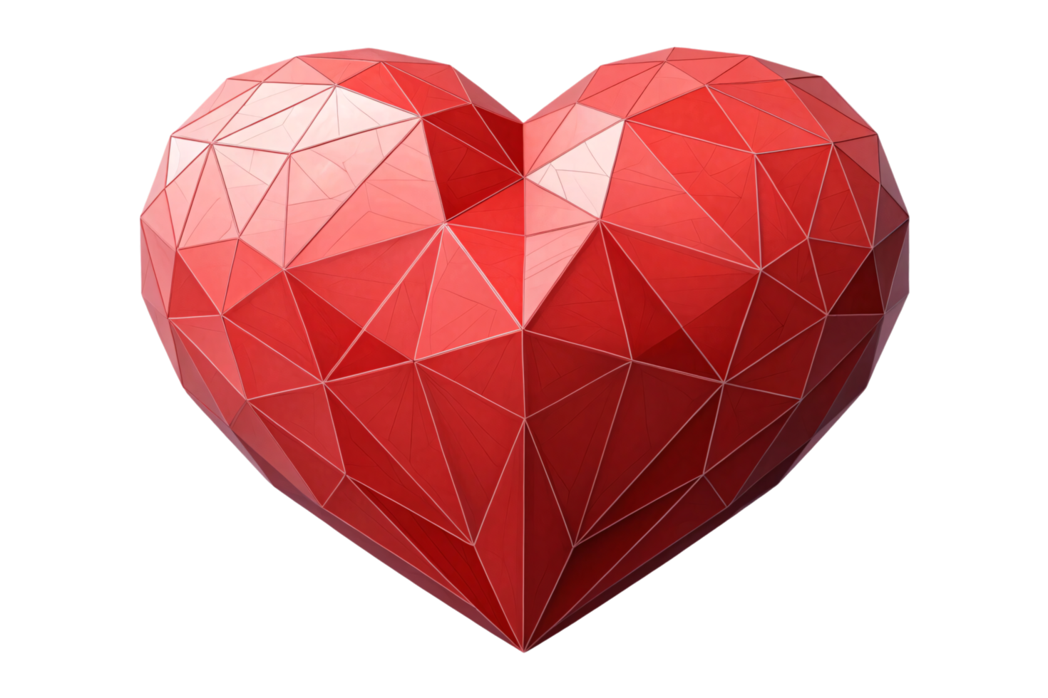 A red geometric heart with a vibrant and bold appearance, symbolizing passion and strong emotions through angular shapes and symmetry png