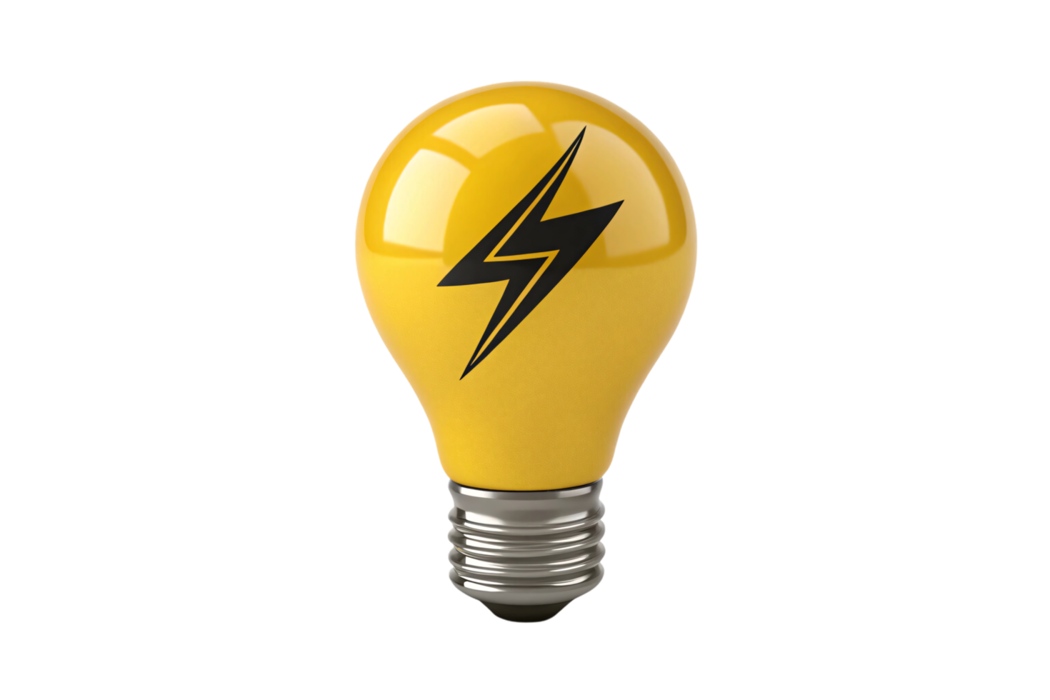 A modern yellow bulb adorned with a lightning bolt, emphasizing creativity, energy efficiency, and bold design png