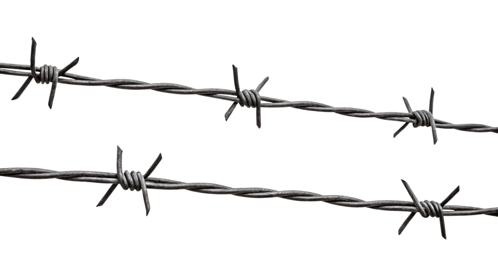 Diagonal rows of tightly wound barbed wire, their weathered texture and pointed edges emphasizing durability and boundary enforcement in a stark industrial design png