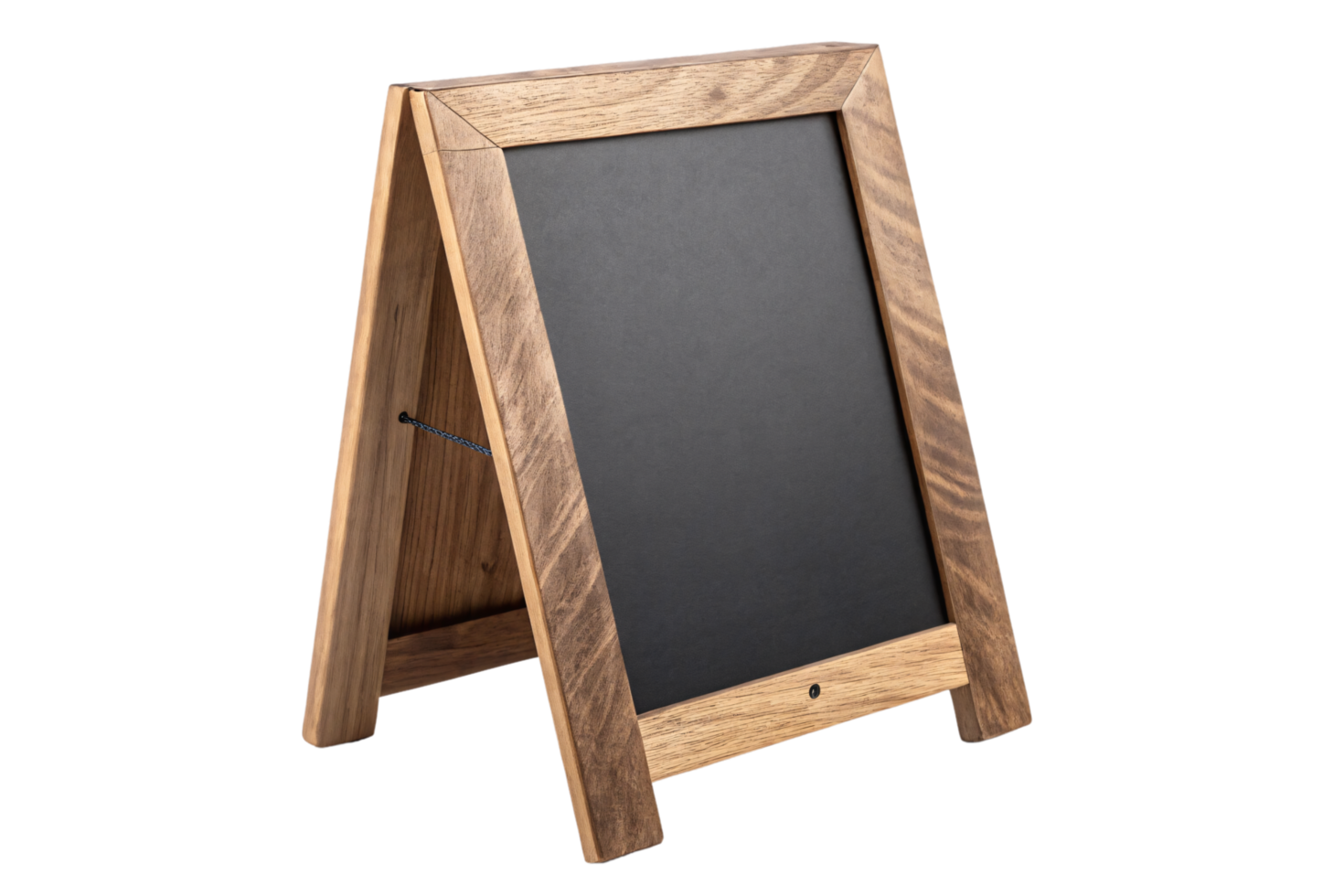 A compact wooden A-frame chalkboard with smooth, clean lines, ideal for versatile signage in cafes or shops png