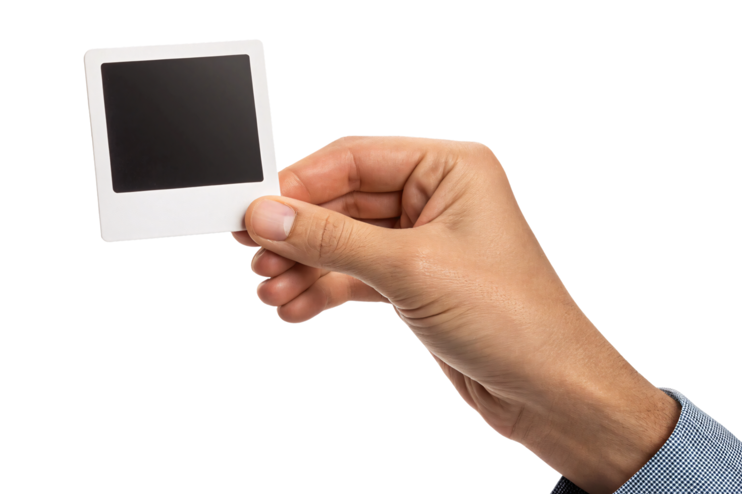 A hand holds a blank slide frame, ready for customization, offering a nostalgic feel of analog photography png