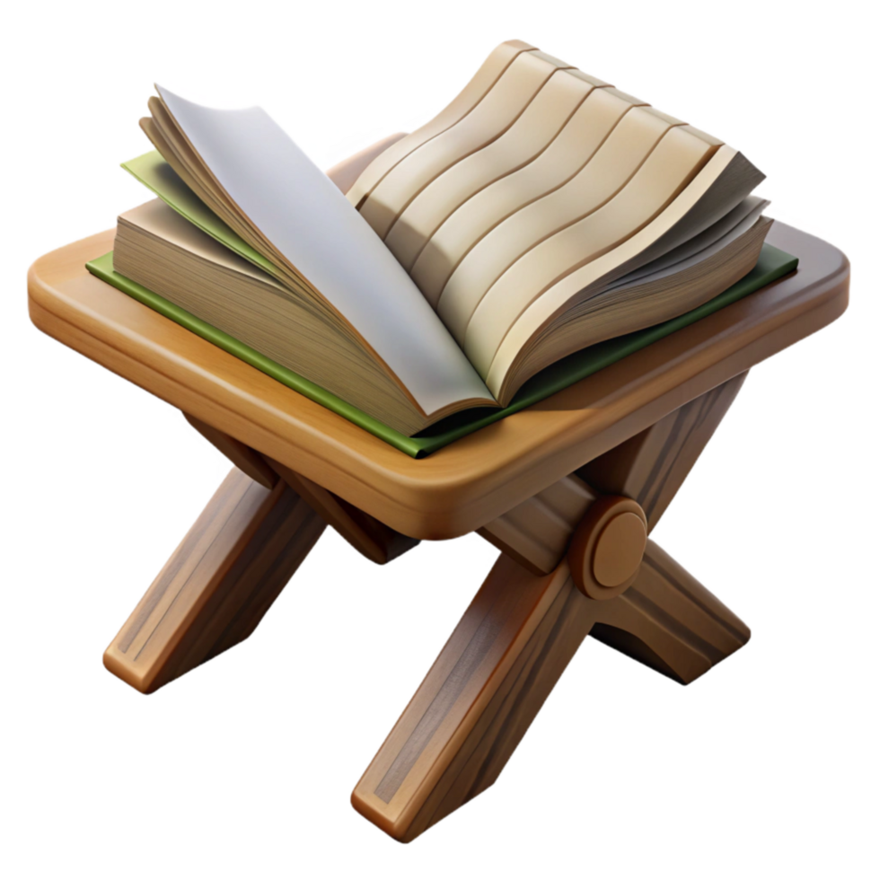 impressive traditional Open Book on Wooden Table Isolated exclusive png